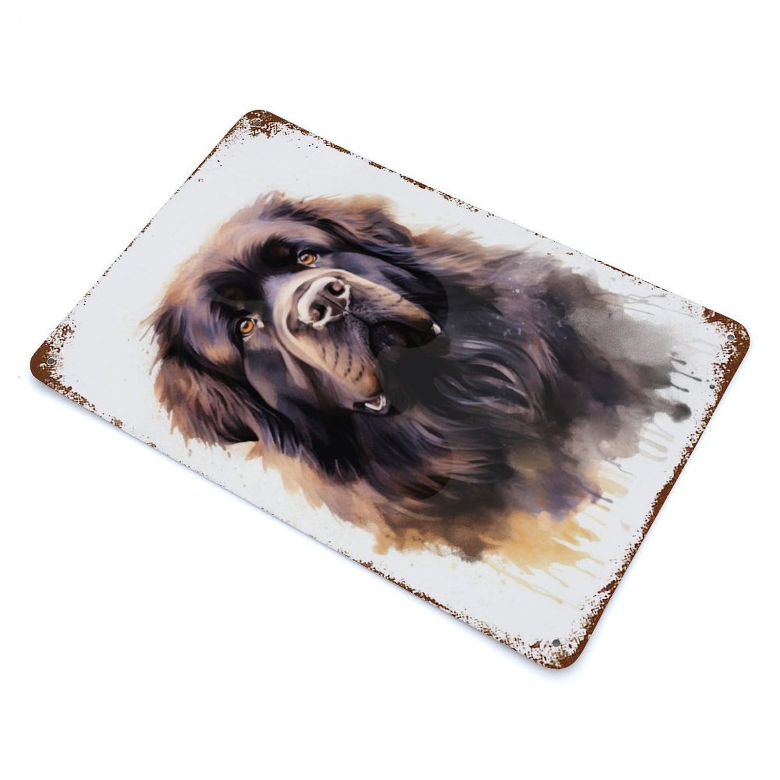 Garage Style Newfoundland Watercolor Vintage Rust Metal Sign 11.8"x7.9", Retro Wall Decor for Bar And Workshop