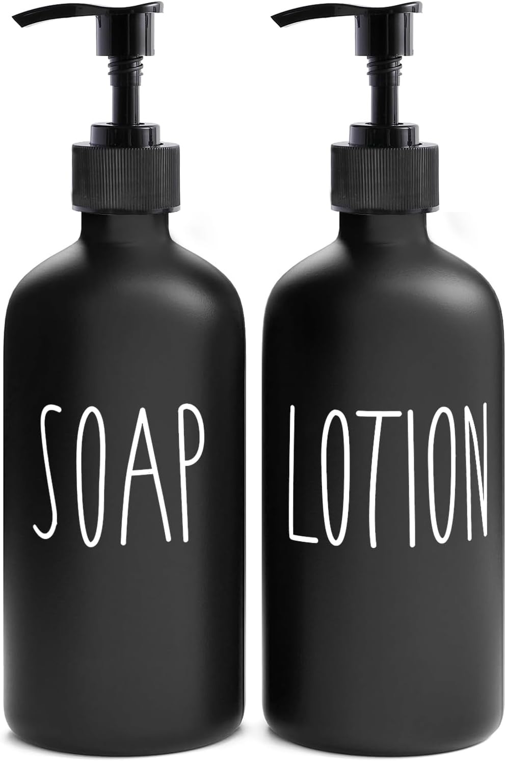 Matte Black Soap Dispenser Bathroom Set, Contains Lotion and Hand Soap Dispenser, Suitable for Bathroom Decor Farmhouse Style. (Black)