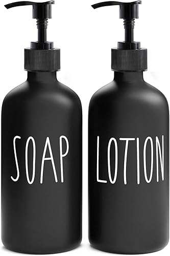 MOMEEMO Juego de dispensador de jabón negro mate, contiene dispensador de jabón de manos y dispensador de loción. Juego de dispensador de jabón de