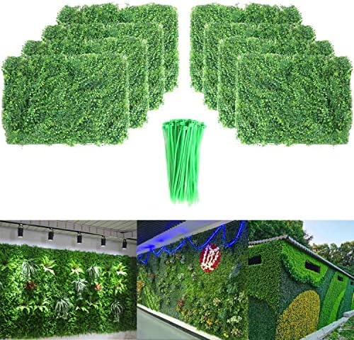 tonchean Artificial Plant Wall Panels 12PCS Artificial Hedge Panels Privacy Hedge Screen Green Grass Backdrop Indoor Outdoor Decor Realistic Plant Wall for Garden Party Wedding Backyard Landscape