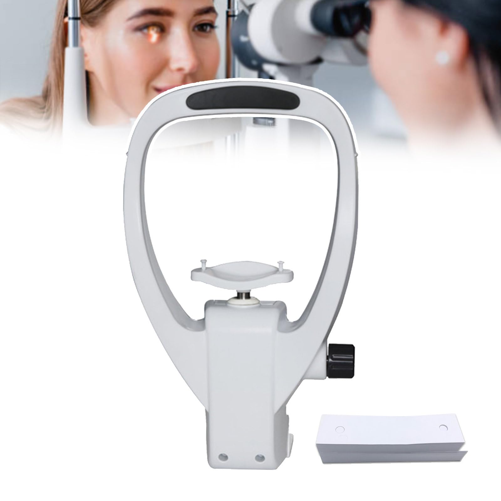 Chin Rest Forehead Support Optometry Accessories, Optometry Lifting Chin Bracket,Chin Rest Forehead Support Optometry Accessories, With Adjustment Knob - With 800* 6 mm Chin Rest Papers