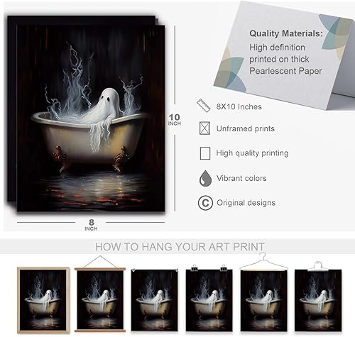 Miniatura 3 de 3 piezas divertidas de fantasmas para baño, decoración de baño, accesorios de baño, impresiones para el hogar, granja, oficina, inodoro, dormitorio,