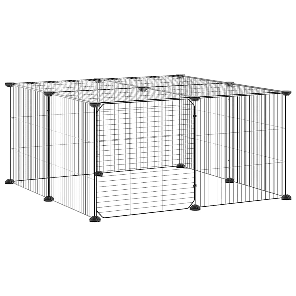Mangloder 12 Pezzi Gabbia per Animali Domestici con Porta in Acciaio Verniciato a Polvere Pannelli 35x35cm Modularmente Espandibile per Conigli porcellini d'India Criceti Interni ed Esterni