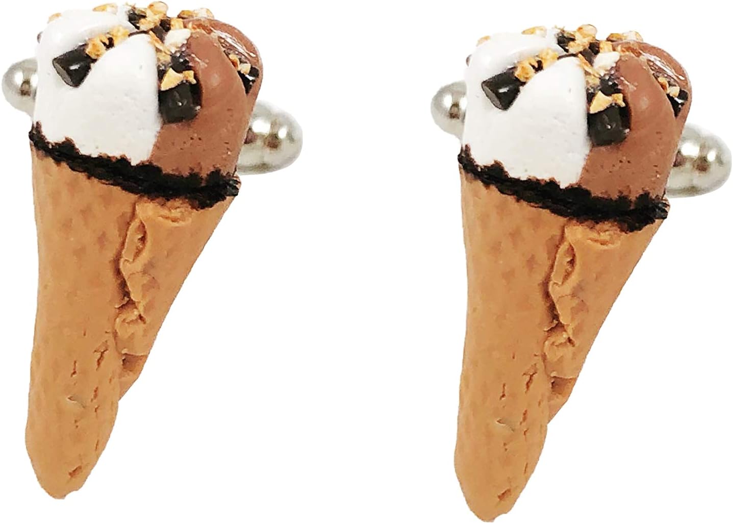 Ice Cream Cone Cufflinks, Lapel Pin, Earrings or Tie Bar