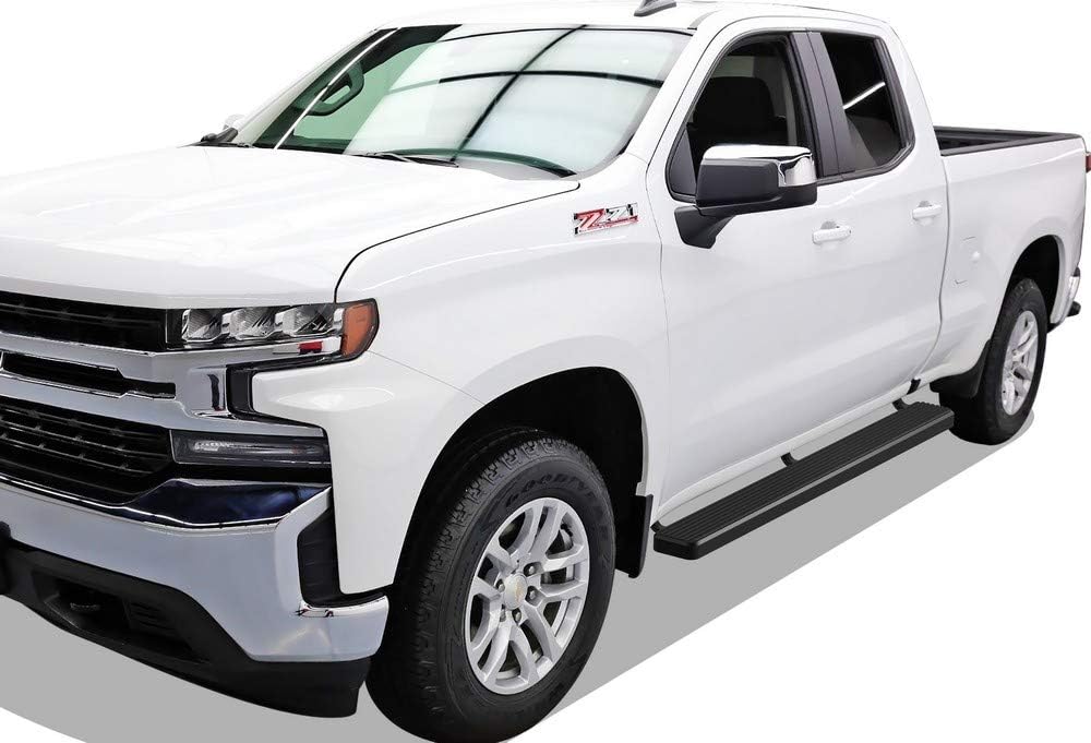 APS 6in Stainless Steel Black Running Boards Compatible with Silverado Sierra 1500 2019-2026 Extended Cab & 2500 3500 2020-2026 (Exclude 19 1500 LD)(Silverado 1500 LTD Sierra 1500 LD 2022)