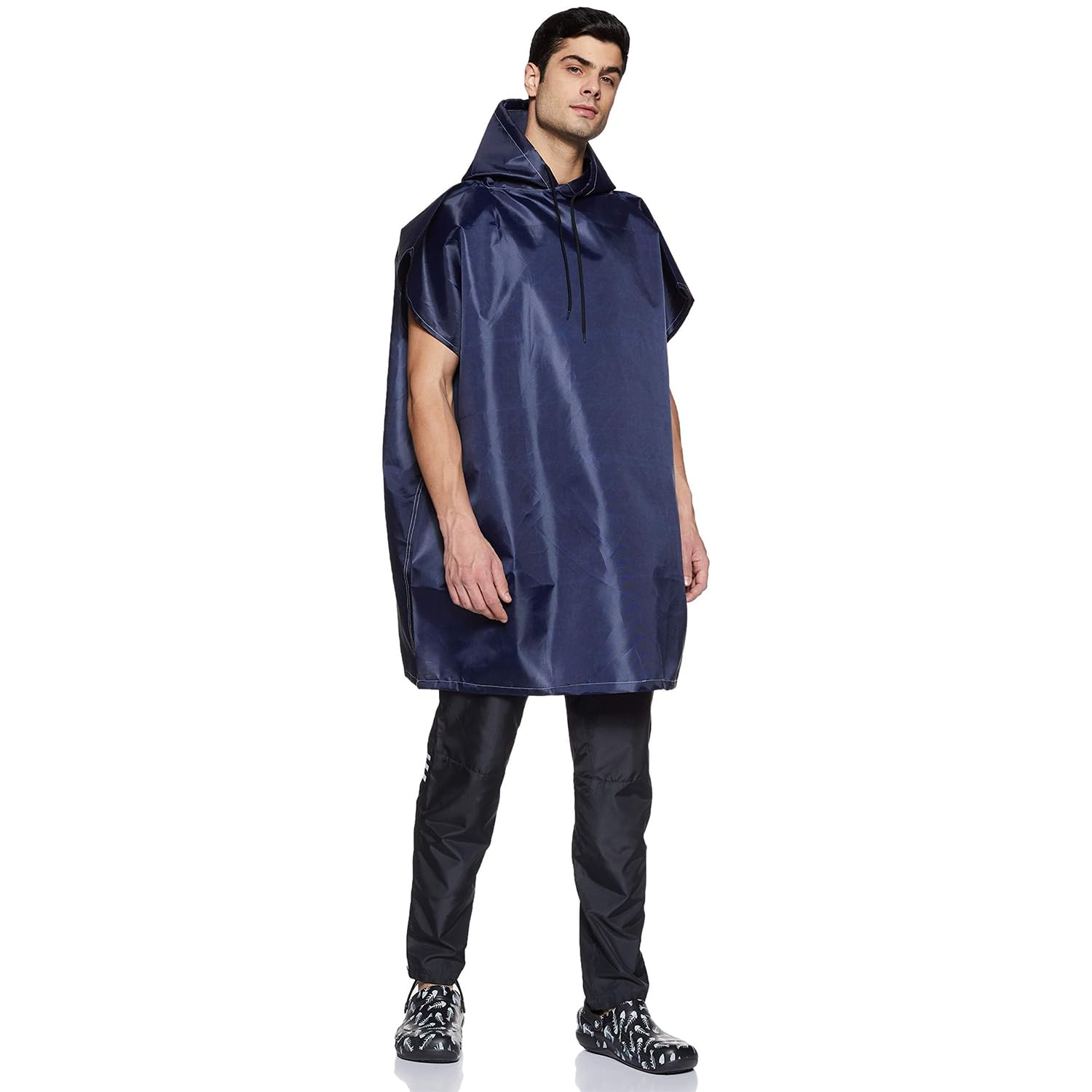 Amazon Brand - Solimo Men's Polyester Standard Length Water Resistant Rain Poncho (Blue, Free Size)-picture-34