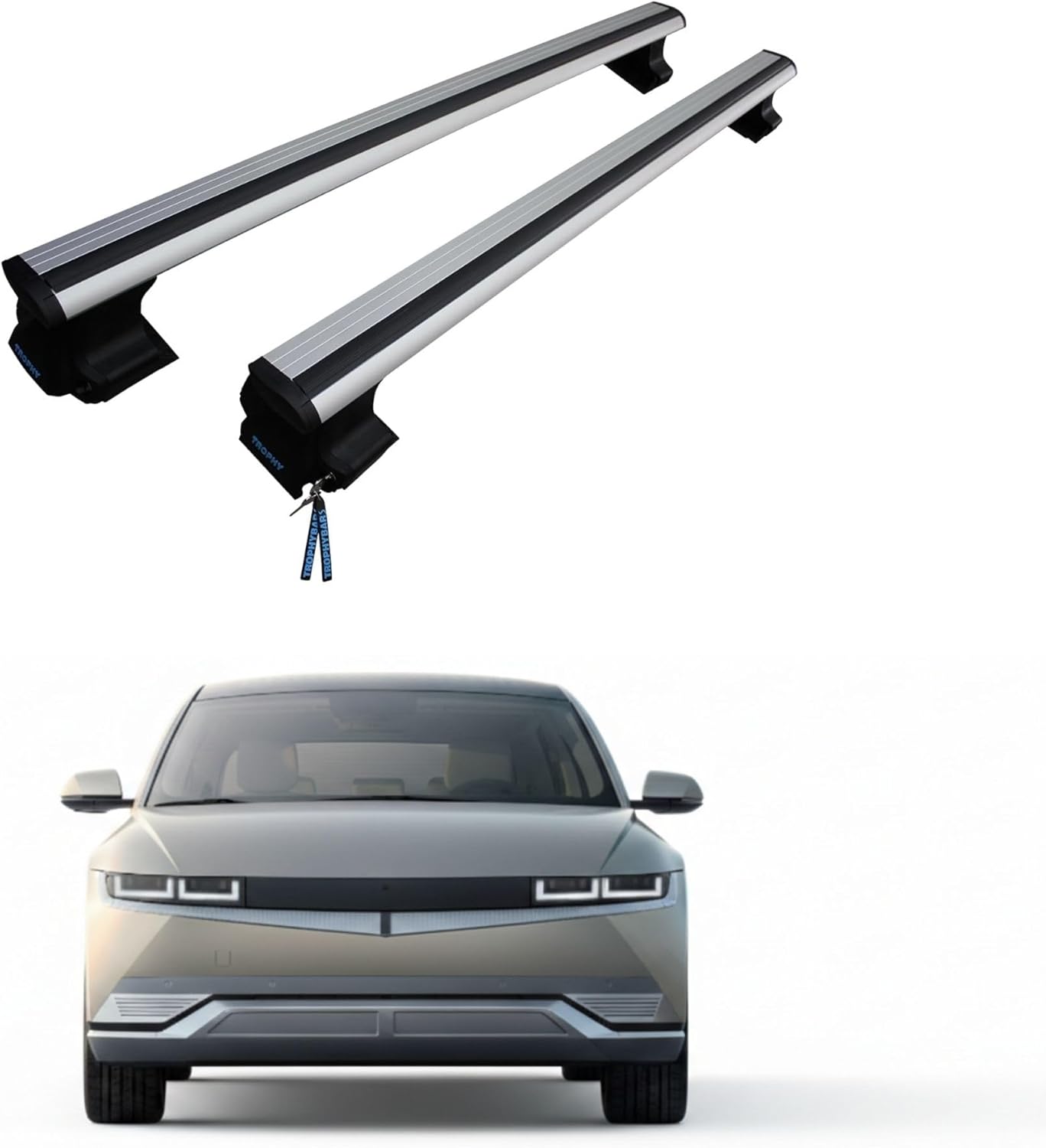 Roof Rack Cross Bars fits Hyundai Ioniq 5 EV 2022-2024, Silver Cargo Bars with Anti-Theft Lock, 165 lbs Load Capacity, Aluminum Rooftop Cargo Carrier