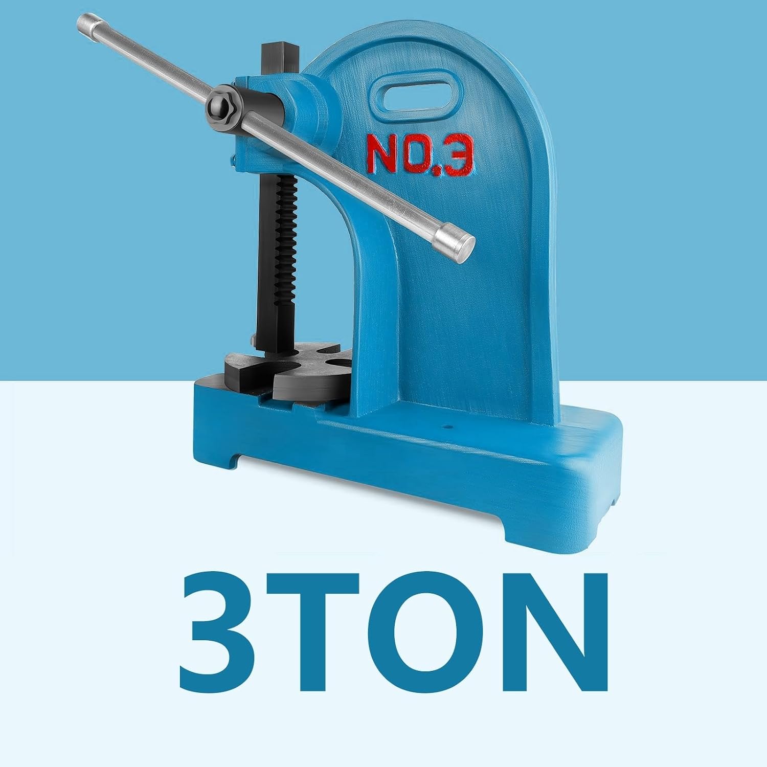 3 Ton Desktop Manual Arbor Press, Cast Iron Material, 12.2 Inch Maximum Height, Heavy Duty Blue Arbor Press for Riveting Punching Holes,