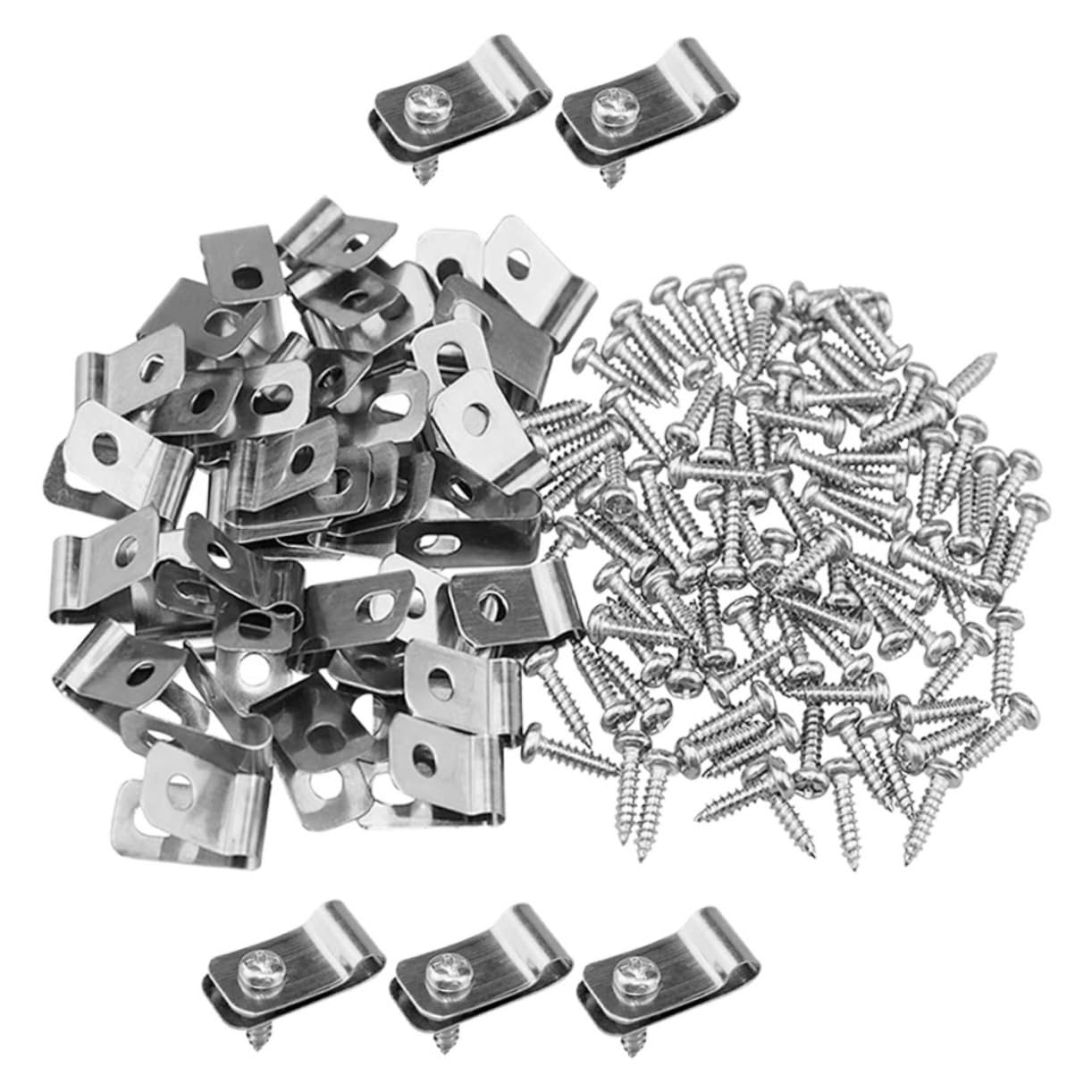 Sosoport 500sets Heavy Duty Wire Fence Fastener Clips Screws Set for Garden Metal Wire Mounting Clamps for Pet Protection and Outdoor Use Rustproof Aluminum Easy Installation