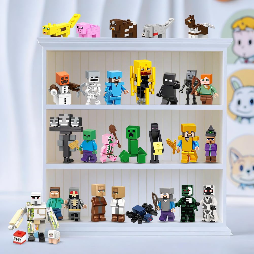 Mini Figuren Adventskalender, 29 Stück Miner Gamer Figure Set Tortendeko Figuren Weihnachts-Countdown Videospiel Figur Miner Gamer Bausteine Toys Geschenk für Kinder Junge Mädchen und Spielfans 2-7cm