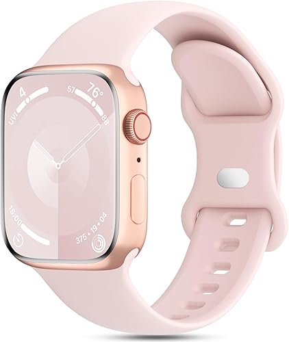 Sport Silicone Band Compatible with Apple Watch 38mm 40mm 41mm 42mm 44mm 45mm 46mm 49mm Women Men, Soft Waterproof Strap Replacement Wristband for