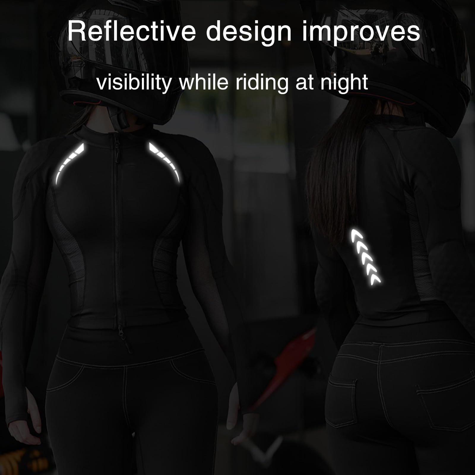 Veste de moto femme avec protections intégrées, maille respirante été et doublure rembourrée amovible, vêtement réfléchissant haute visibilité pour sécurité en moto scooter quad