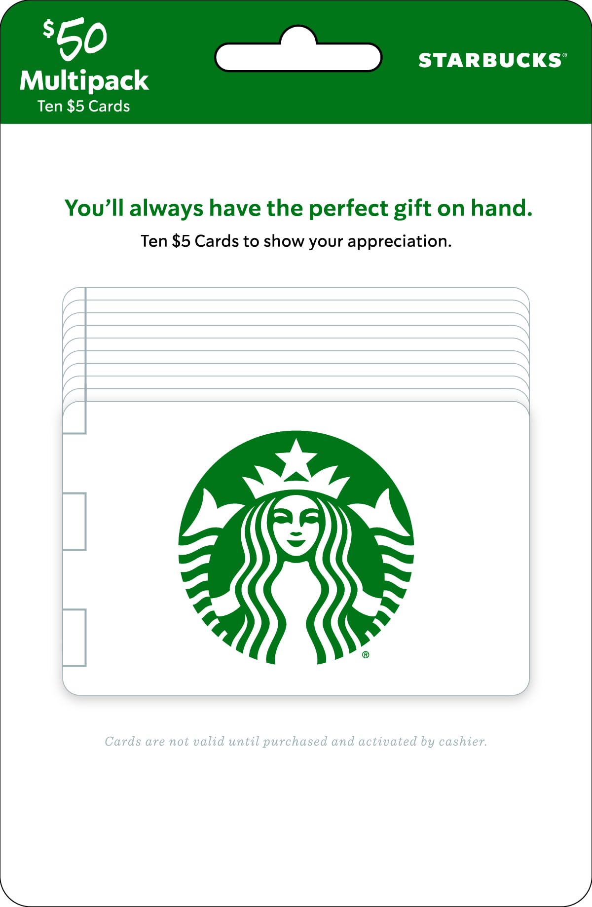 Amazon.com: Starbucks Physical Gift Cards (Multipack of 10 x $5