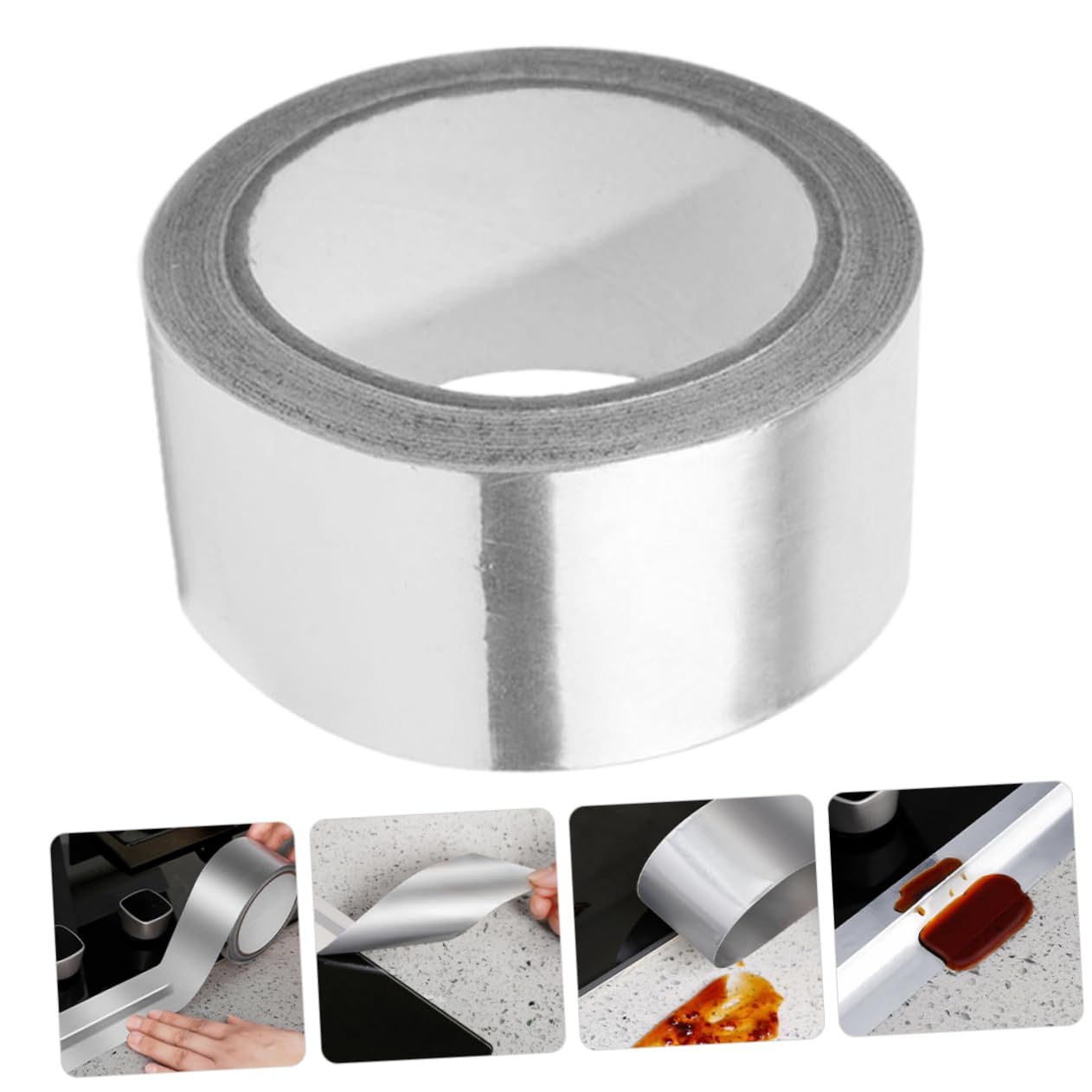 Veemoon 5 Rouleaux Bande d'aluminium isolé conducteur Scellage envelopper bande haute température câblage ruban adhésif Ruban CVC pour conduits ruban thermique feuille d'aluminium