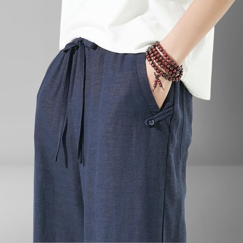 Men's Chinese Style Thin Drape Trendy Retro Cotton Linen Casual Pants3