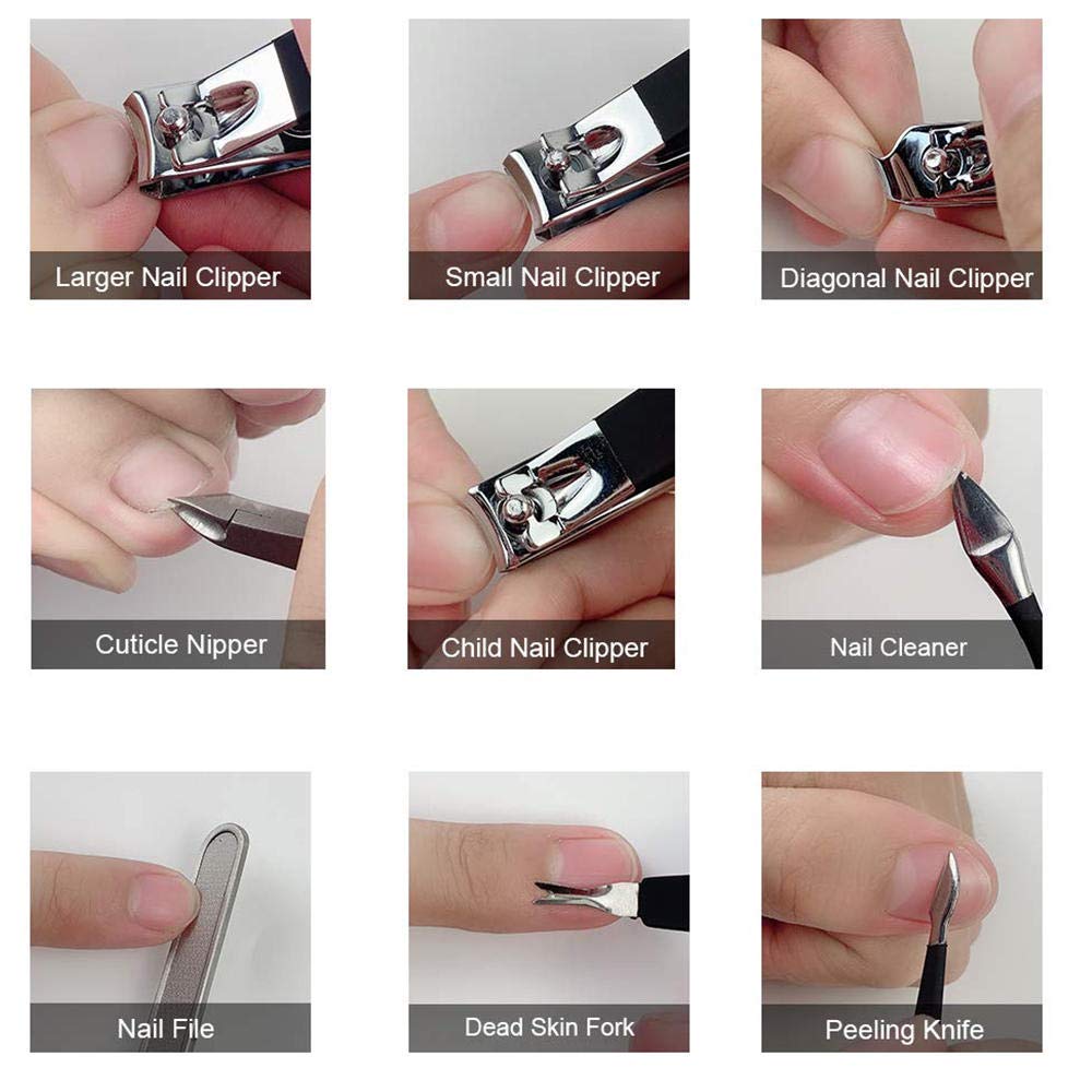 Obcinacz do paznokci Zestaw do manicure Zestaw do pedicure, 18 sztuk Profesjonalny zestaw do pielęgnacji paznokci z narzędziami do pielęgnacji twarzy, do zestawu narzędzi podróżnych Zestaw mężczyzn