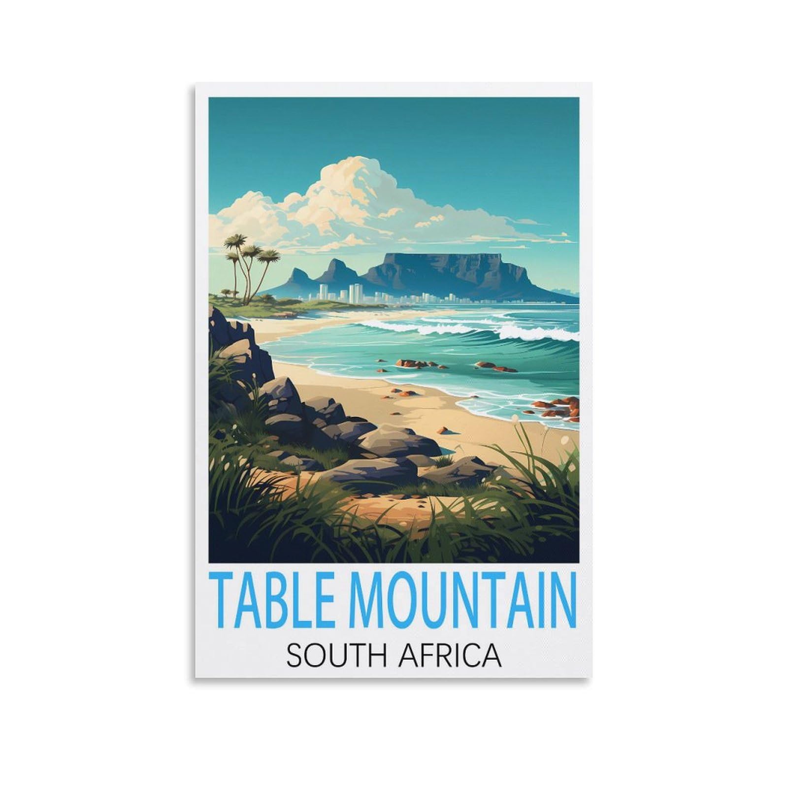JavoN Table Mountain South Africa Vintage Travel Poster 08x12inch(20x30cm) Canvas Art Poster And Wall Art Picture Print Bedroom Decor