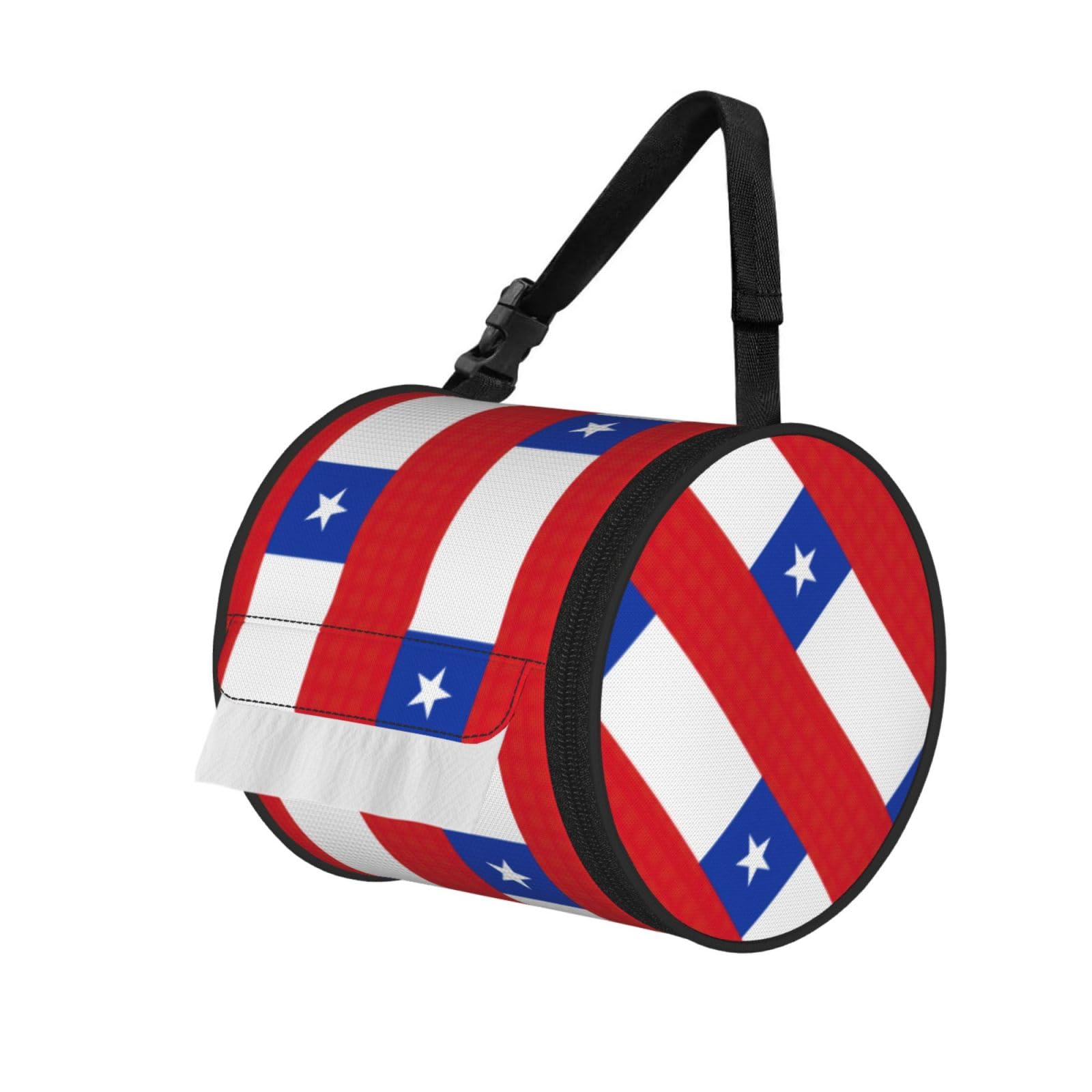 Flag Of Chile Print Cylinder Bathroom Tissue Holder With Buckle Strap, Portable Paper Case For Road Trips