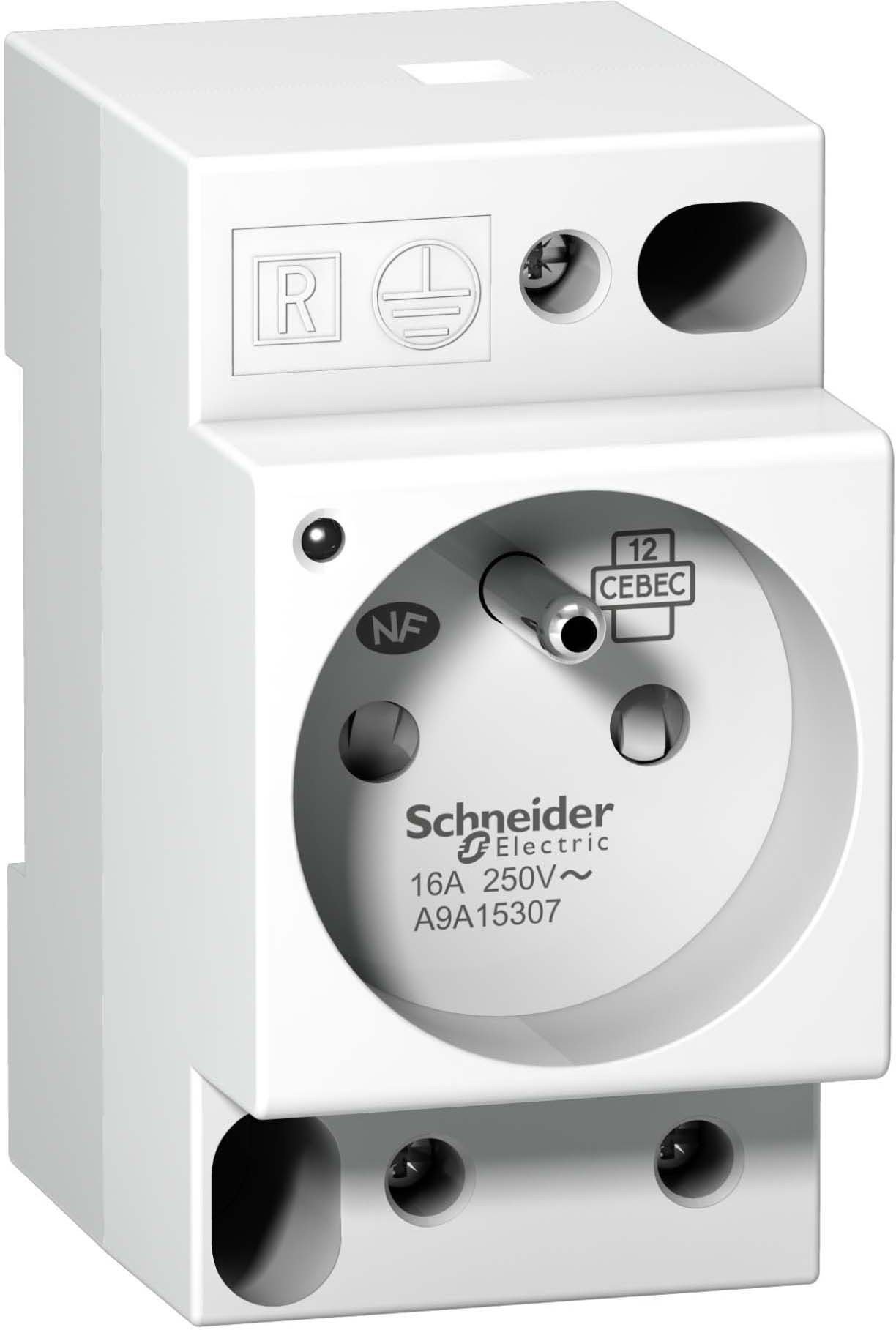 Schneider Electric A9A15307 Toma de Corriente Modular IPC con Indicador de luz 16 A UE 250 V 2 P T NF CEBEC
