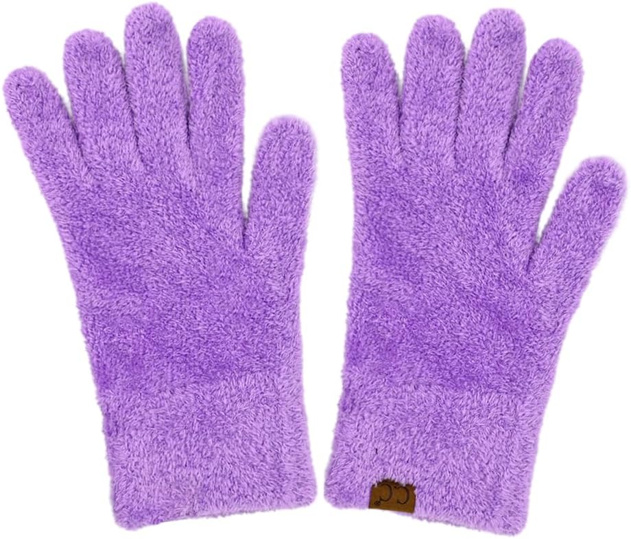 C.C Plush Terry Chenille Gloves For Women - Fuzzy Stretchable Soft Warm Cold weather Winter Gloves