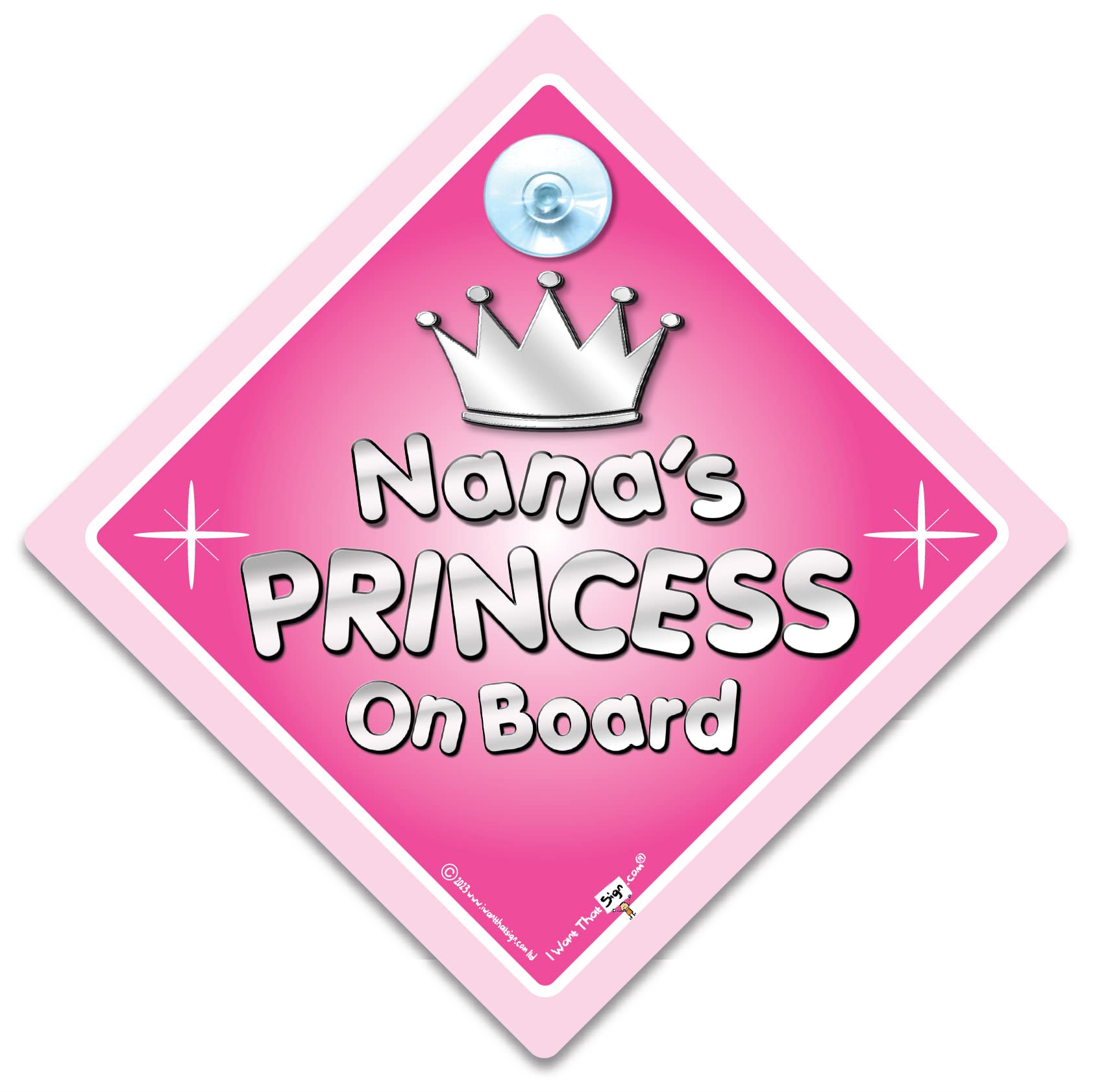 Nana's Princess On Board Car Sign, Nana, Nan, Car Sign, Baby On Board Sign,Baby on Board, Novelty Car Sign, Baby Car Sign (727)