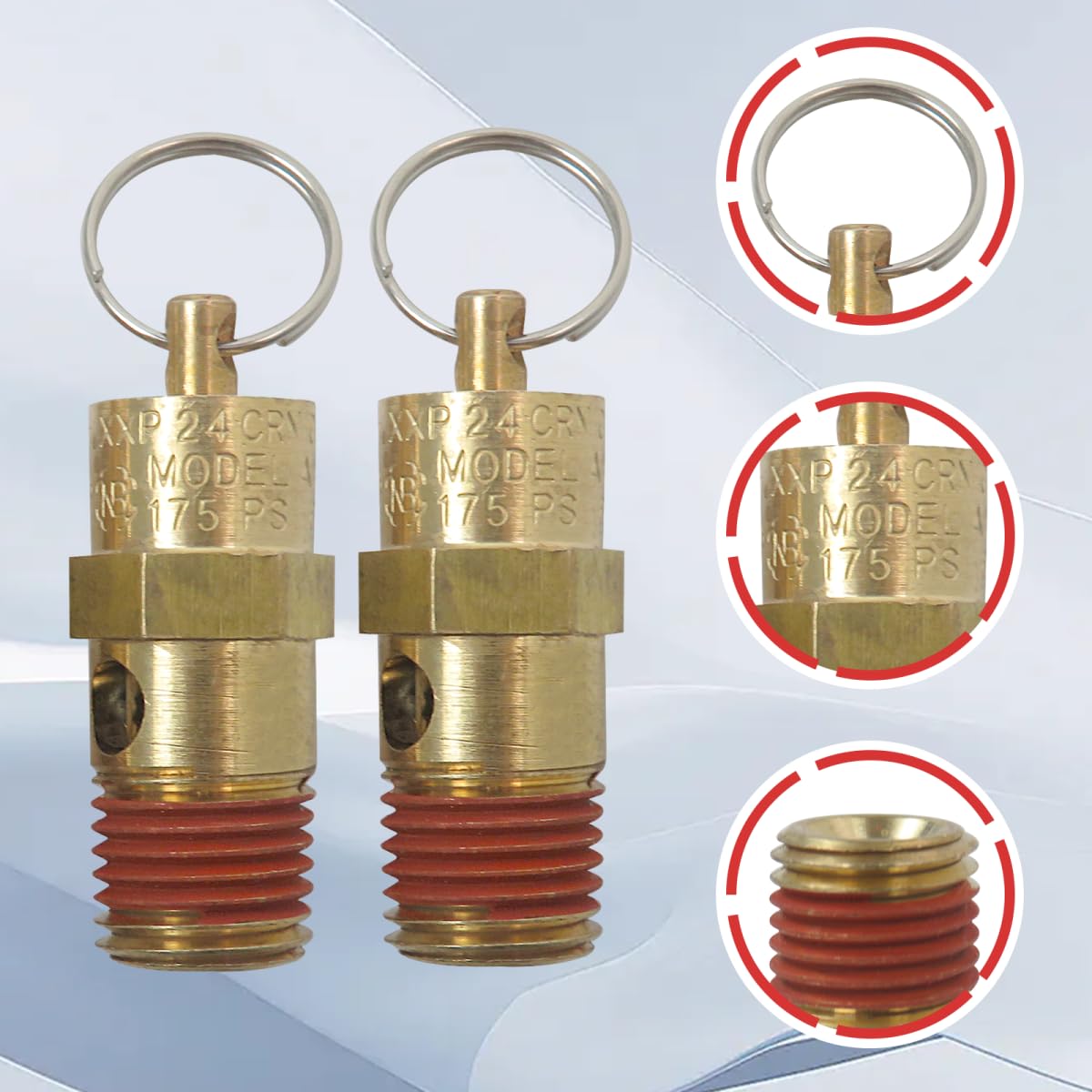 2 Pieces For ST25-1A175 ST Series Brass Soft Seat ASME Safety Valve, 175 psi Set Pressure, 1/4