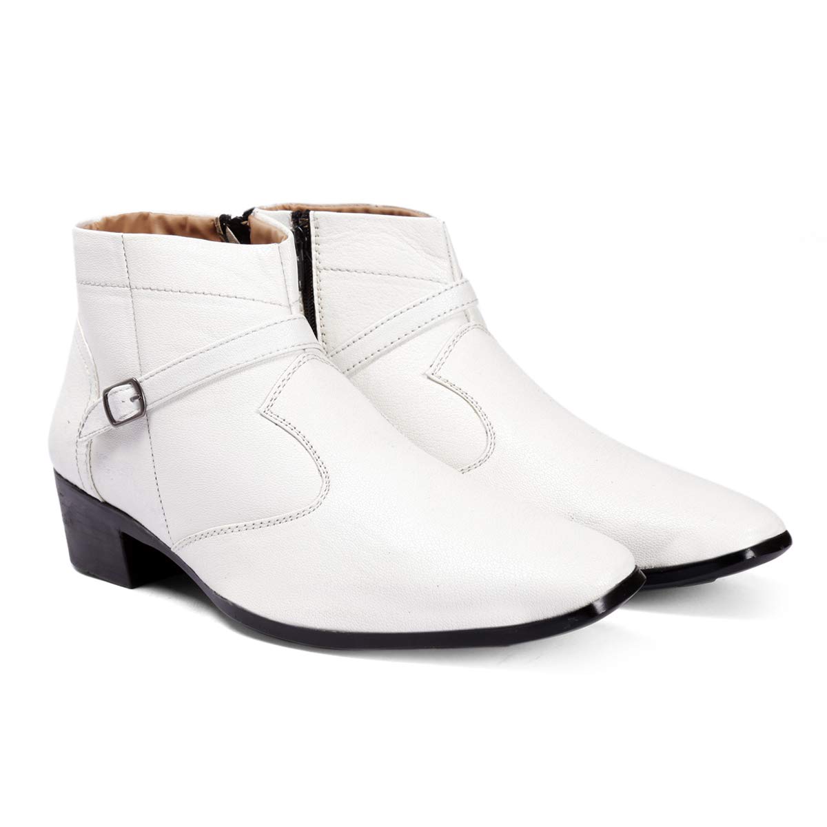 BXXY Mens New Height Increasing White Color Strap and Buckle Boots (B07RM2HN6S) Amazon Price History, Amazon Price Tracker