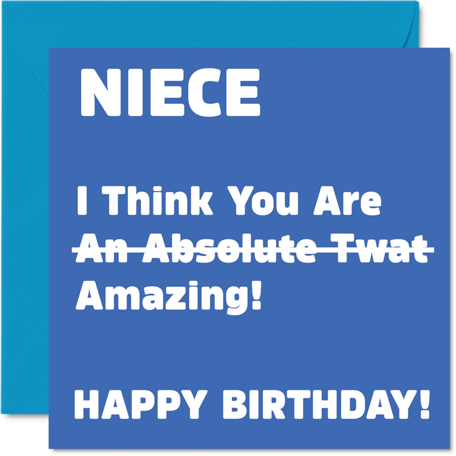 Rude Birthday Cards for Niece - Absolute Tw*t - Joke Happy Birthday Card for Niece from Auntie Uncle, Banter Gifts, 145mm Offensive Greeting Cards Gift