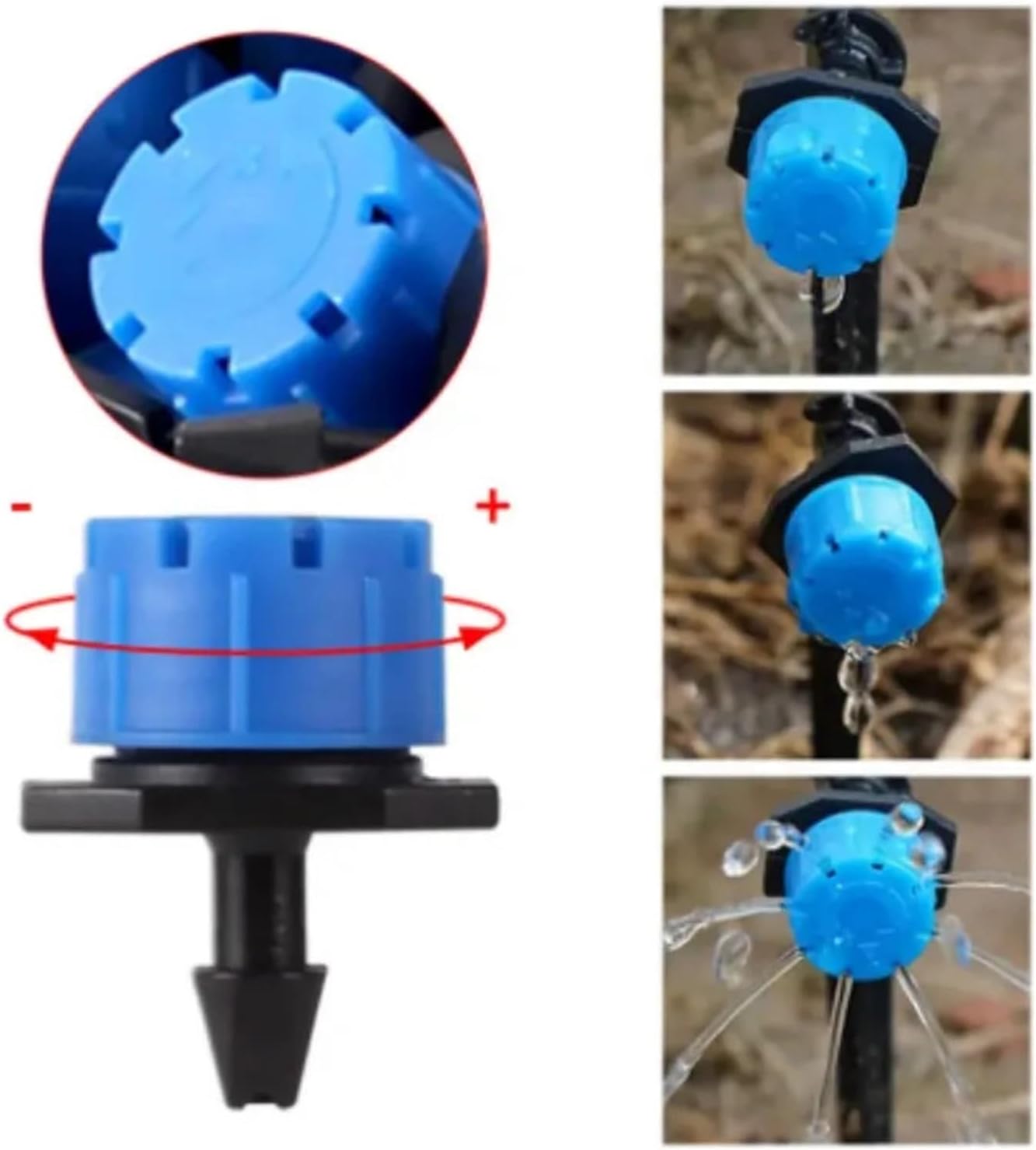 Garden Home Irrigation Dripper Emitter 4/7mm for Flower Beds Vegetable Micro Nozzles Adjustable Anti-Clogging Watering Sprinkler 50-300PCS Sprinkler Head(Blue-100 PCS)