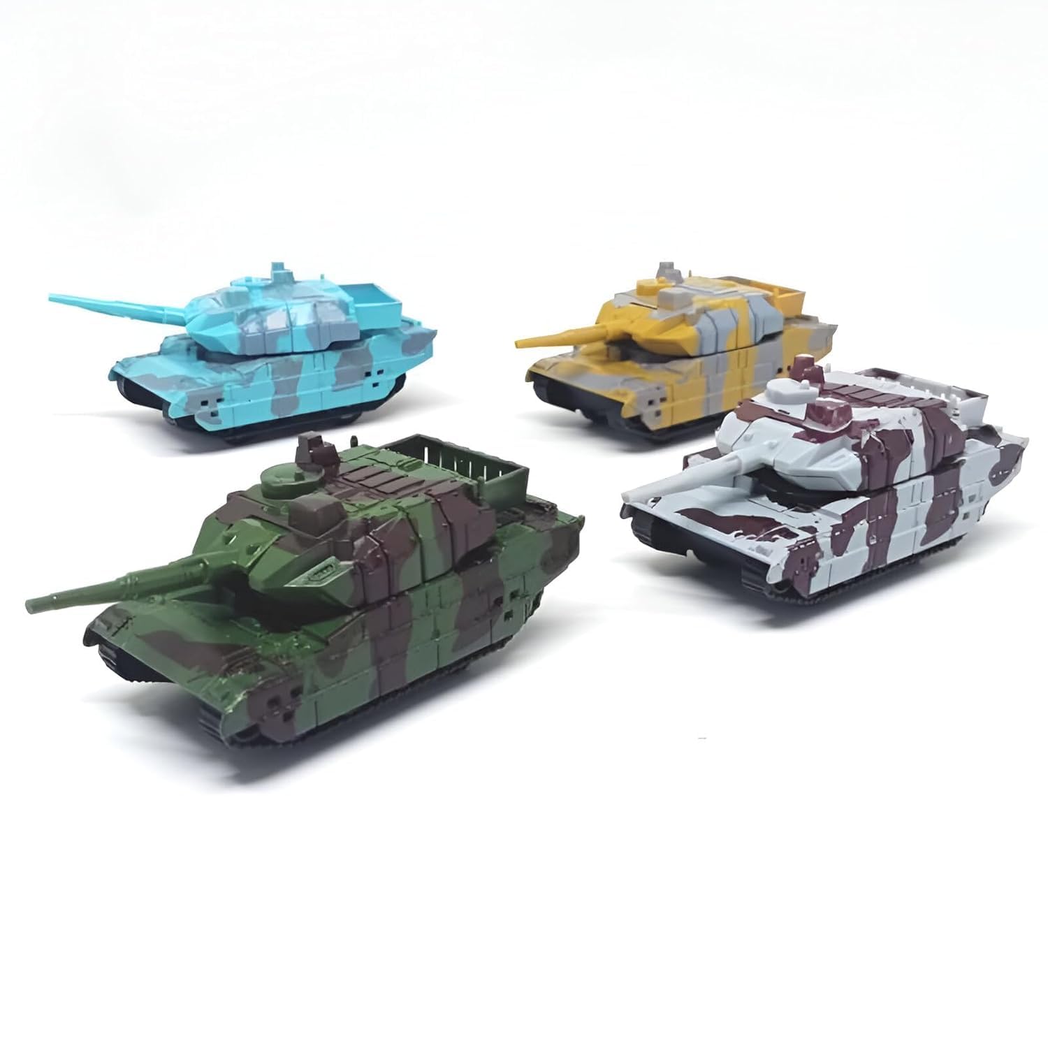 Generic Military Tanks with Push Back Action, Pack of 4 Army Tanks, Multicolour
