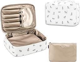 NEOVIVA 化粧ポーチ 大容量 メイクポーチ コスメポーチ トラベル 旅行化粧ポーチ 化粧品収納バッグ 防水 軽量 コスメケース コスメバッグ 洗面用具入れポーチ バスルームポーチ 持ち運び便利 収納 小物入れ (ホワイト L)