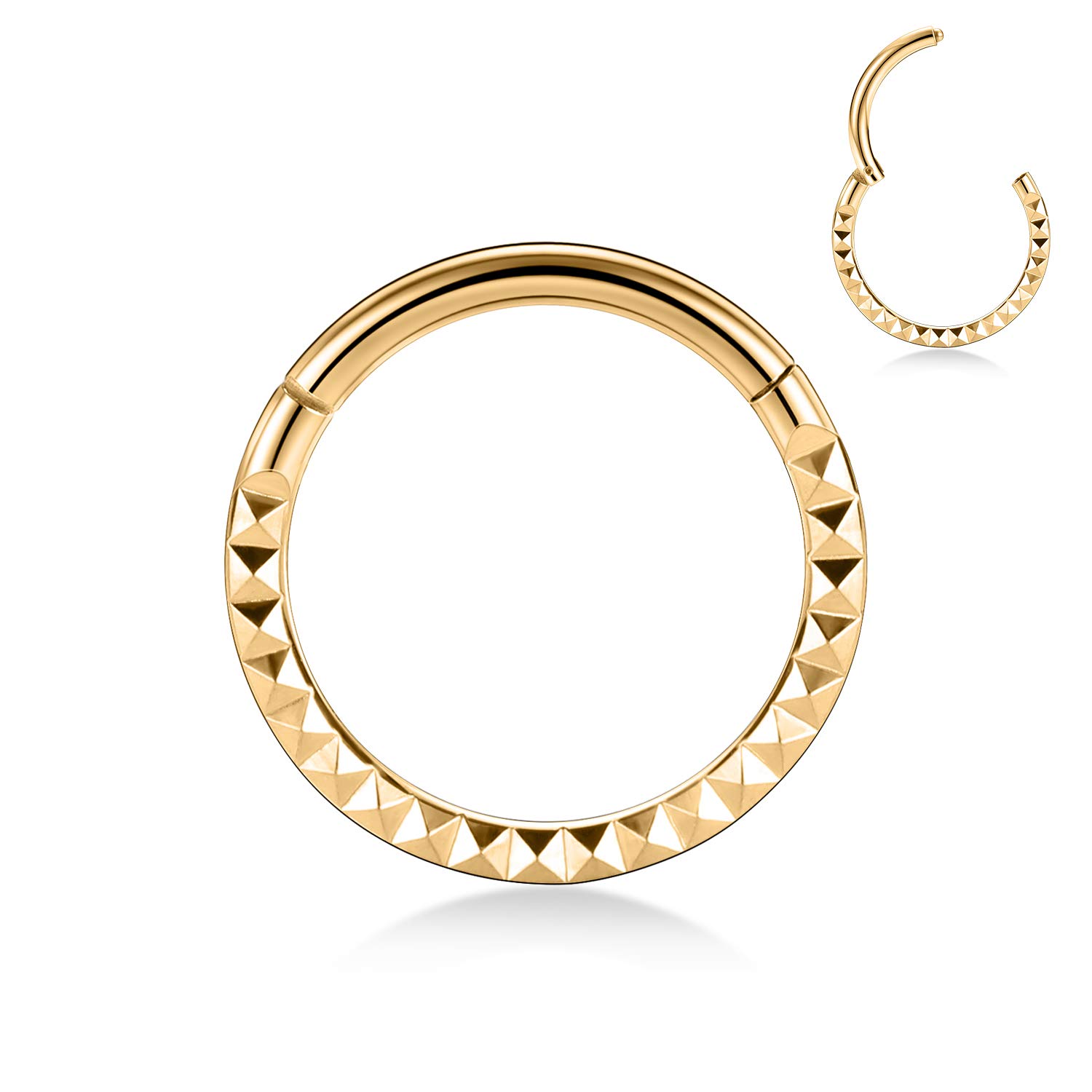 AROWRO 16G Stainless Steel Septum Clicker Daith Earrings Daith Rook Tragus Helix Cartilage Lobe Septum Piercing Jewelry Snake/Pyramid/Arrow/Star Design Hinged Segment Ring — view 32