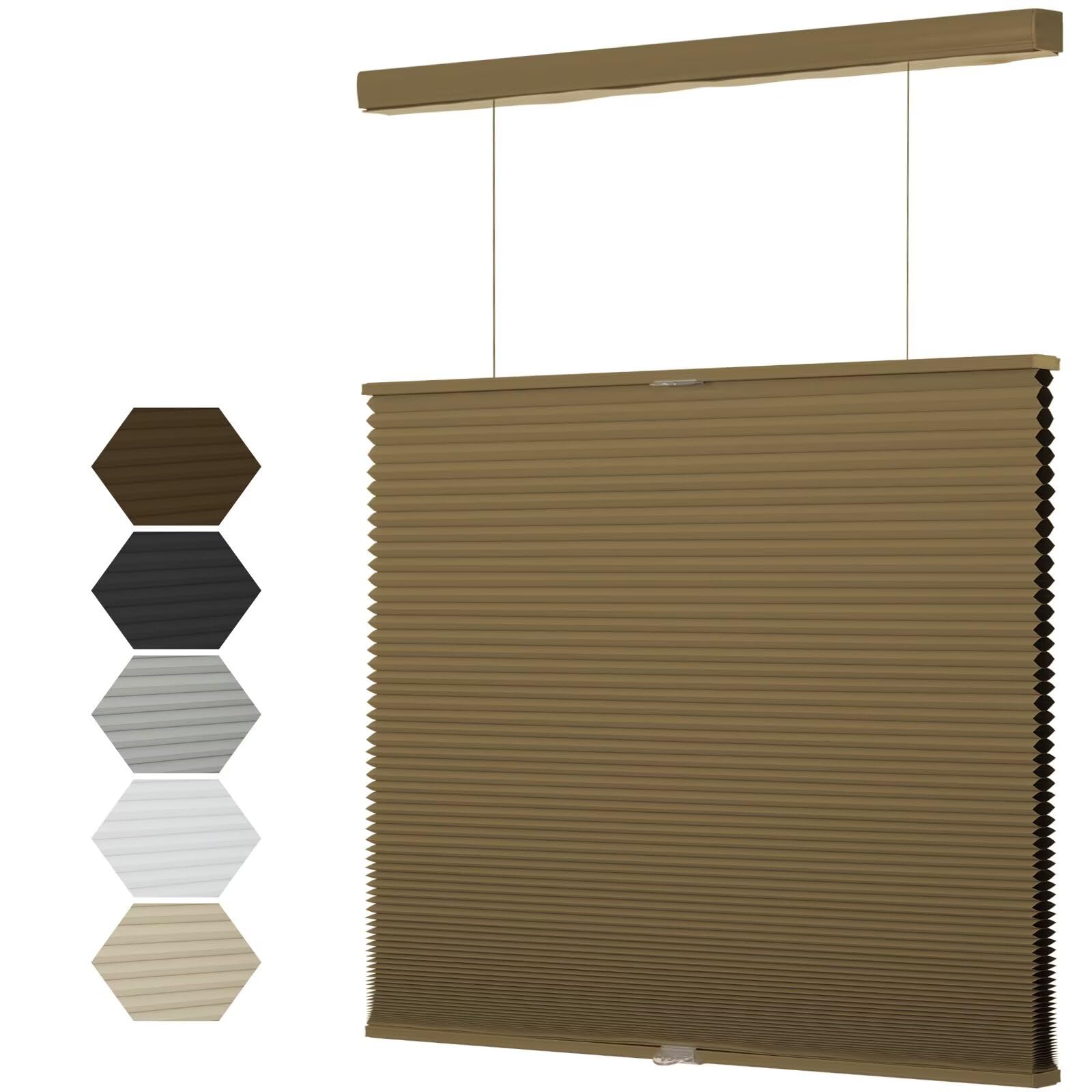 MYshade Top Down Bottom Up（TDBU） Cellular Shades, 1.5 inch Cordless Blackout Honeycomb Pleated Blinds for Windows Home Bedroom Office, Light Control,