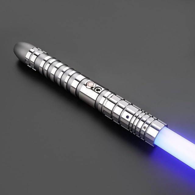 Smooth Swing, Premium 2-tone Aluminium Light Saber with 12 Saber Sound Modes, Infinite RGB Colour Change and suitable for Heavy Dueling with other Lightsabers. (Grey and Silver Lightsaber)