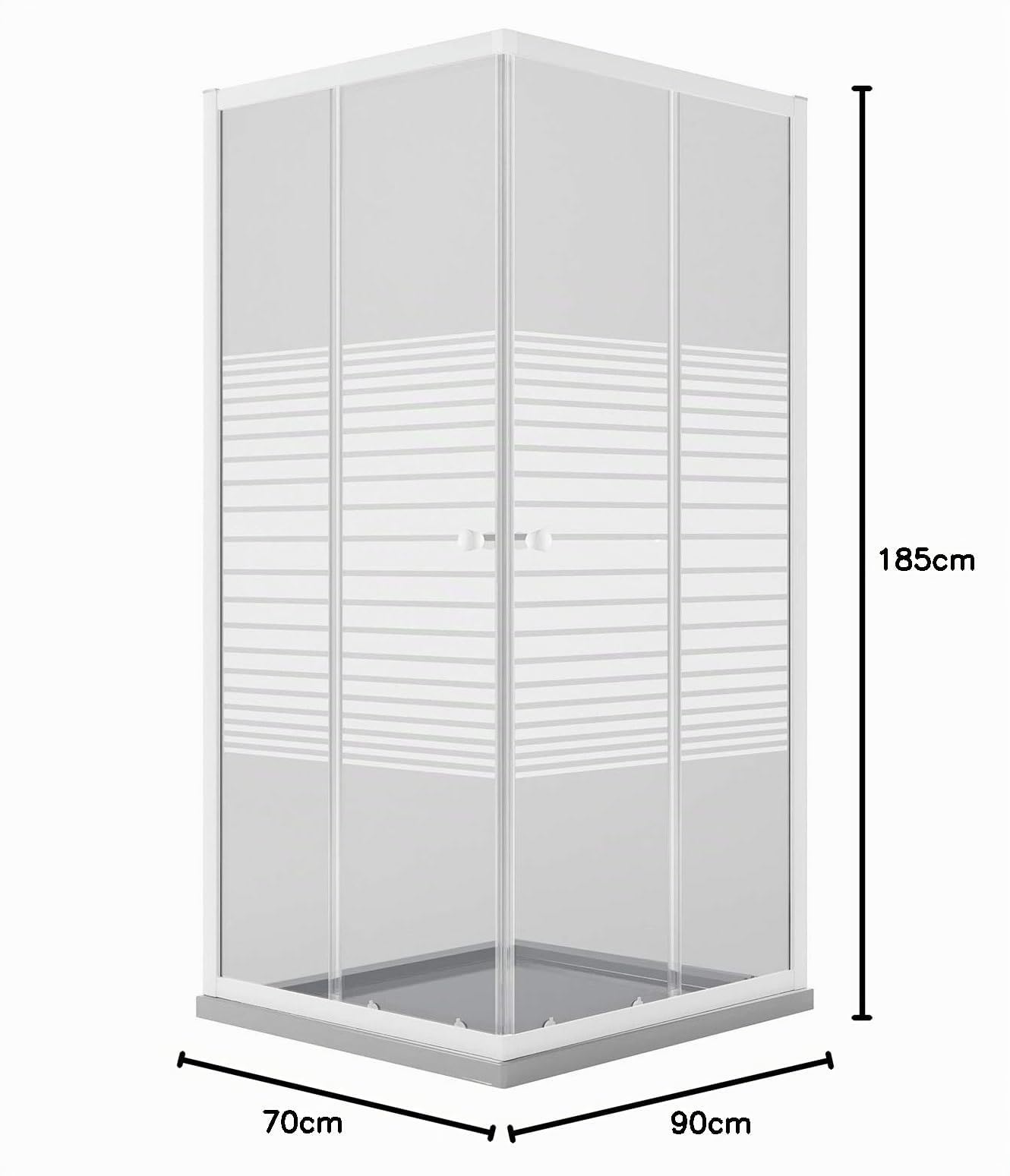 Box Doccia Bianco Rettangolare 70x90 CM H185 Vetro Serigrafato mod. Blanc