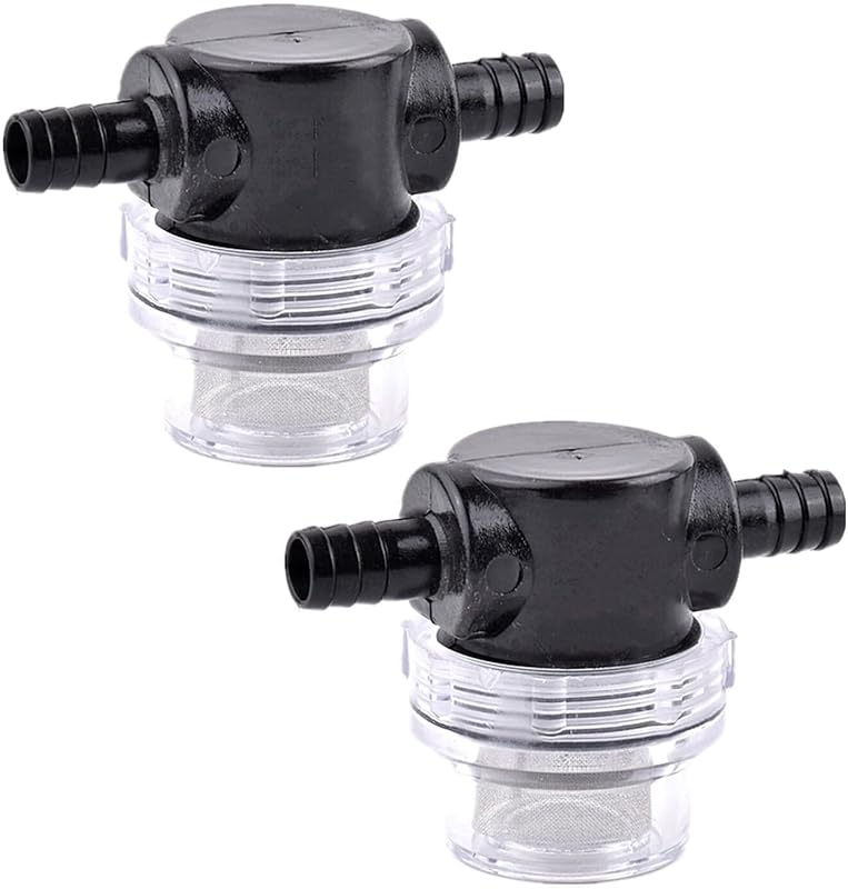 2PC RV Water Pump Filter,1/2 Inches Rv Water Inlet Filter Compatible With 3/8 Inches Raw Water Strainer Twist-On Pipe Sprayer For 12V DC 80 PSI Camper Marine Boat Lawn Beer Filter