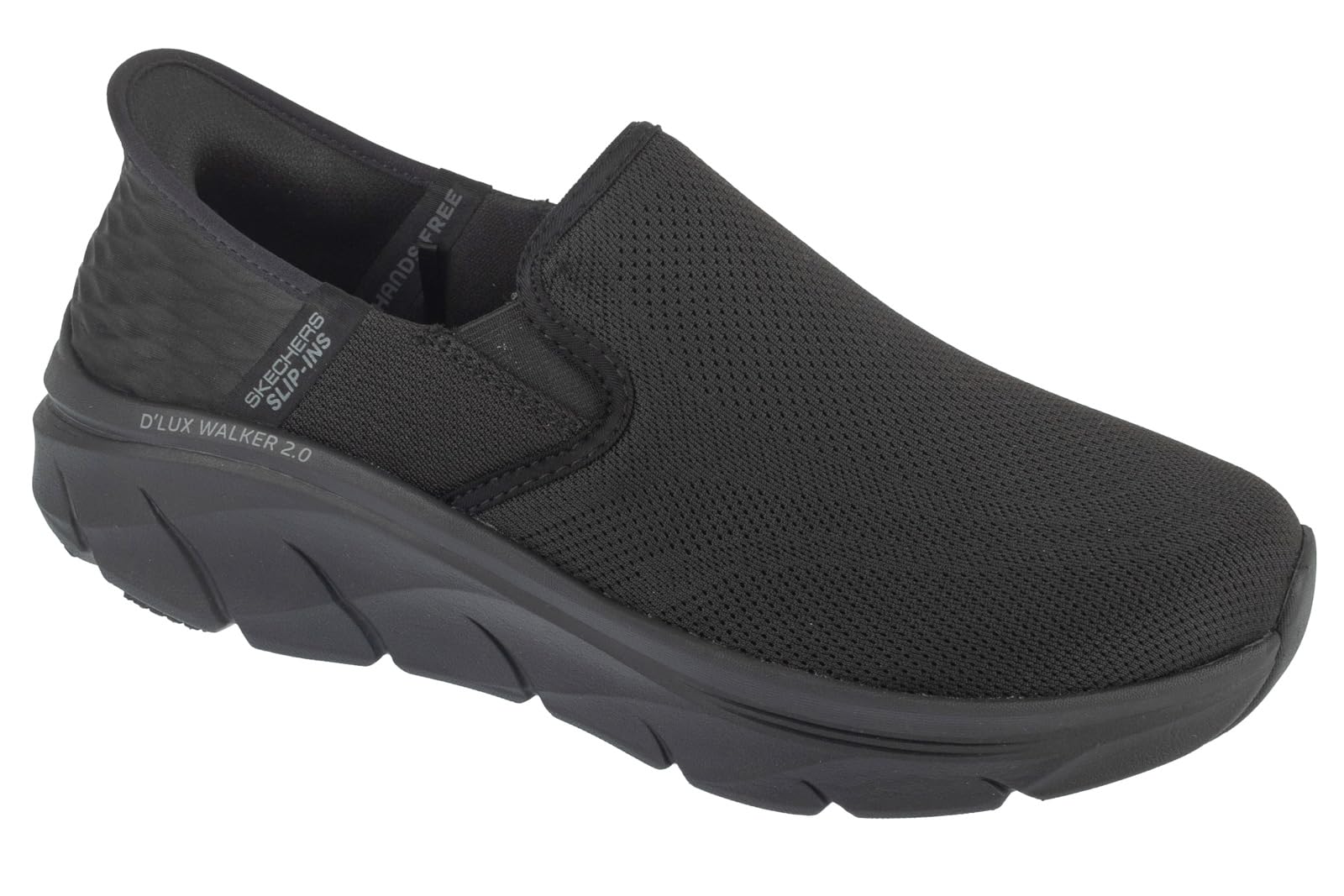 Skechers Men's D'Lux Walker 2.0 Reeler Sneaker, Black Mesh/Black Trim, 7.5 UK Wide