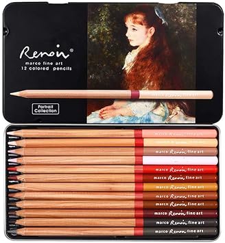 12 color character theme Marco Renior oil based color pencil set artist sketch painting writing art painting/adult coloring book metal tin box