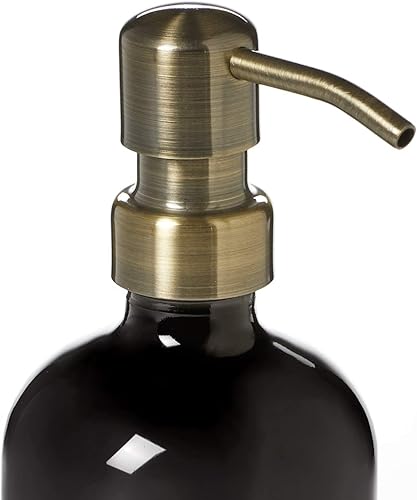 Vista 26 de Dispensador de jabón de vidrio blanco con bomba de metal negro, tarro de vidrio de 16 onzas para jabón líquido, loción o champú (blanco/negro FH)