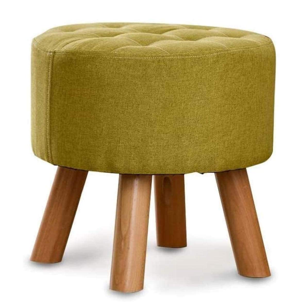 Tabouret ottoman rond en lin et bois pour canapé