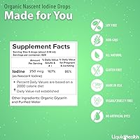 Vista 5 de LIQUIDHEALTH USDA - Gotas líquidas de yodo naciente orgánico, suplemento de yodo puro para tiroides y apoyo inmunológico, suplemento energético
