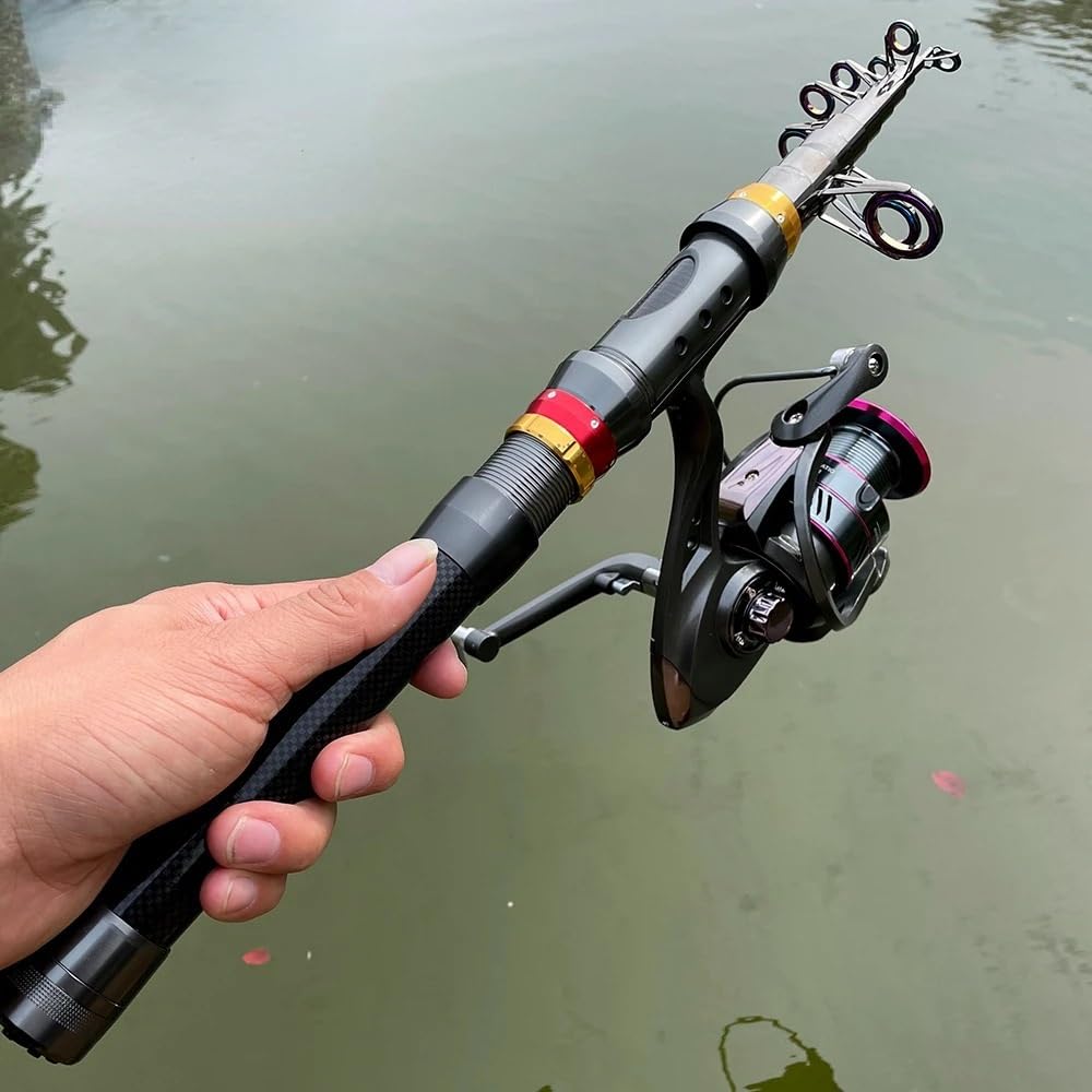 Wędka, Telescopic Spinning Fishing Rod Reel Set 1.8-3.6M Ultralight Metal Spool Sprzęt wędkarski