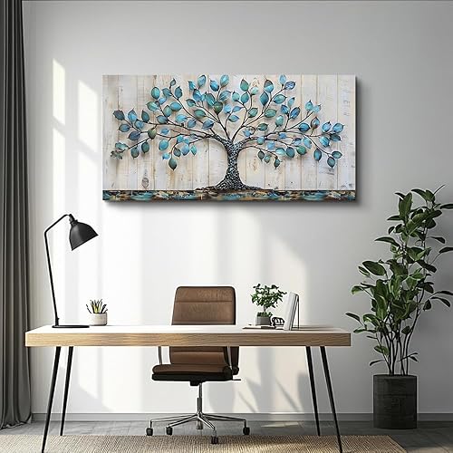 Miniatura 6 de QIYILEXWART Lienzo decorativo para pared de sala de estar, decoración de pared para dormitorio, oficina, decoración de pared, árbol verde, paisaje,