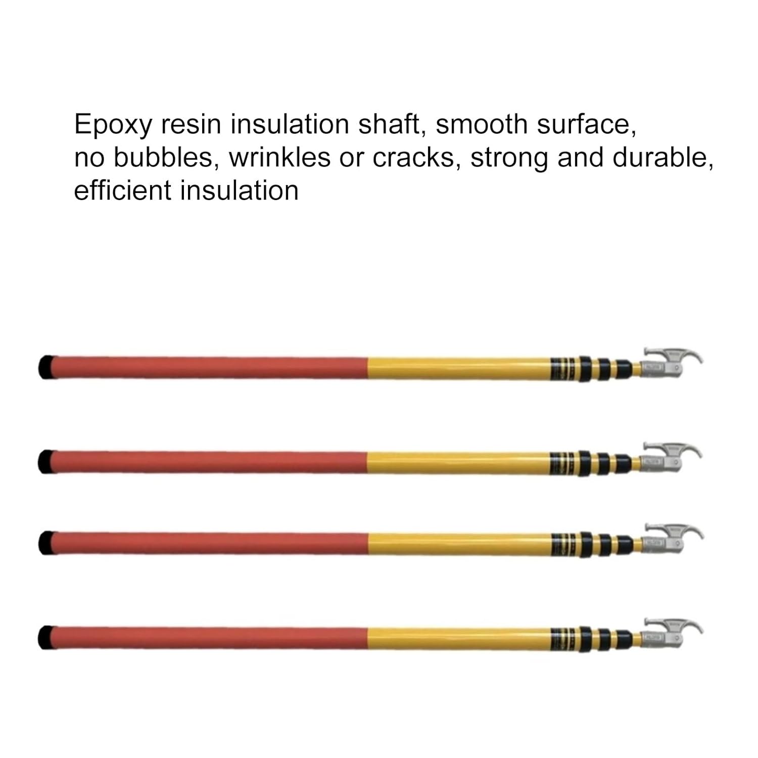 Telescopic Insulation Operating Poles, High Voltage Insulated Rescue Hook with Multi-Angle Adjustable Hookhead, Fibreglass Safety Hook, for Electricians, Linemen(4m/13.1ft)