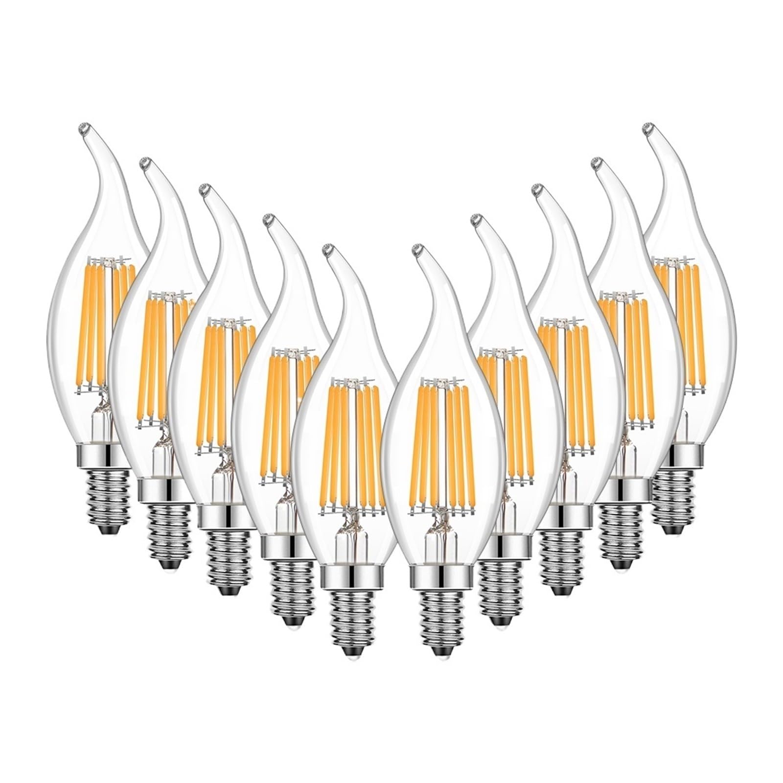 JrEam Vintage C35 Led-Lampe E14 220 V 4 W 6 W Kerzenlicht E12 110 V Dimmbar Austauschbare Kronleuchter Nacht(10PCS_220V E14_YES_6W)