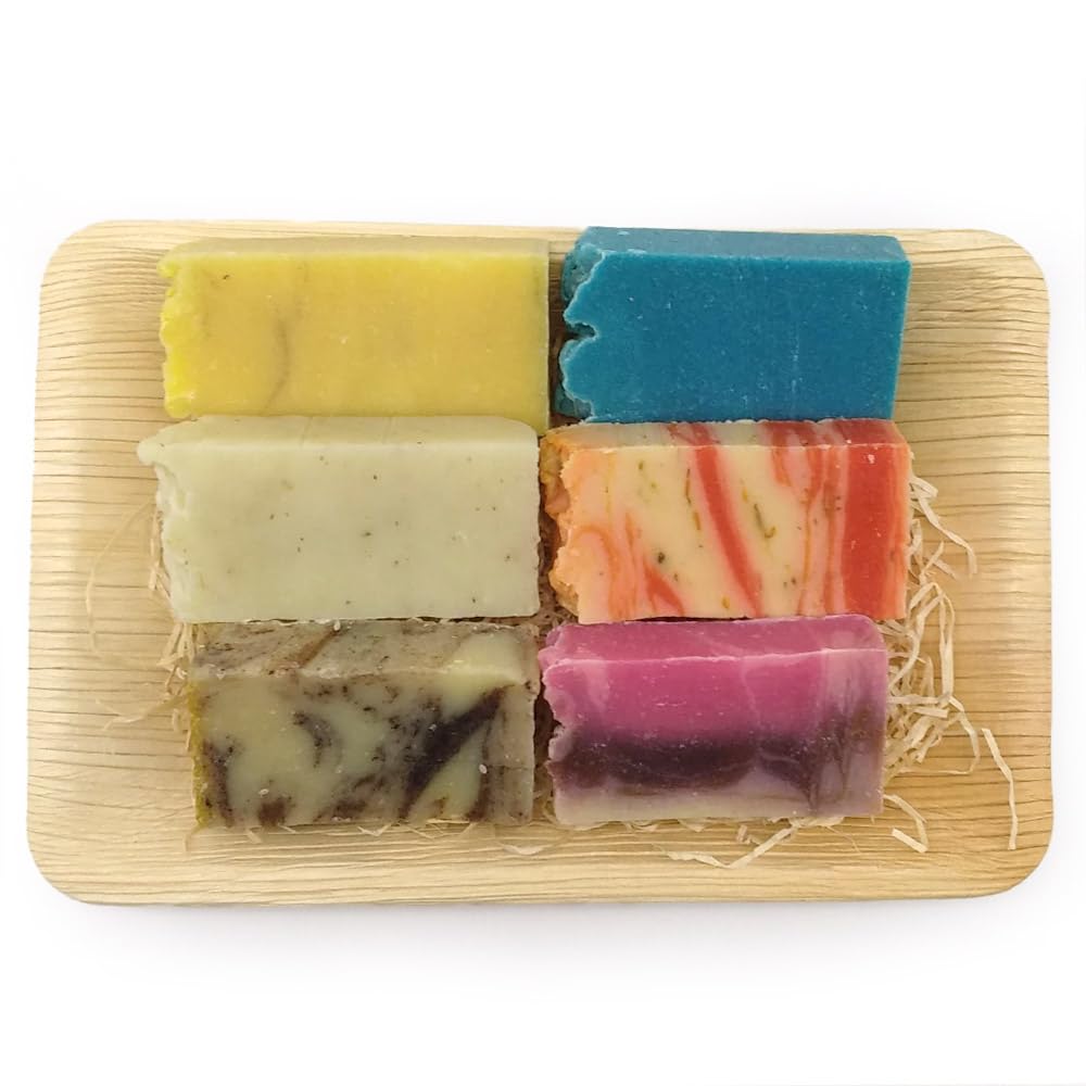 Set regalo de 6 jabones naturales para todo tipo de piel - Cesta regalo jabones artesanos elaborados con aceite de oliva - Regalo original: Día de la madre, San Valentín - Hecho en España