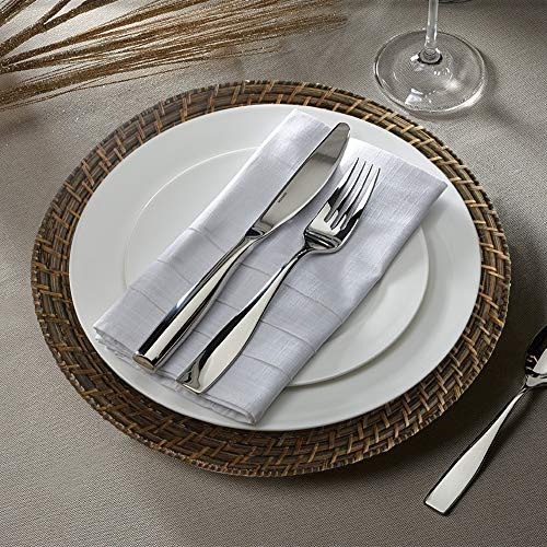 Charge It By Jay Rattan Charger Plate Decorative Service Plate For Home, Professional Dining, Perfect For Upscale Events, Dinner Parties, Weddings, Banquets, Catering, 1 Piece, Dark Brown, Round #TOP1