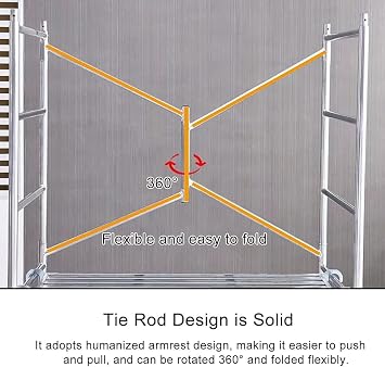 Folding Rolling Scaffold with Locking Wheels, Portable Mobile Steel Platform with 500 lbs Load Capacity