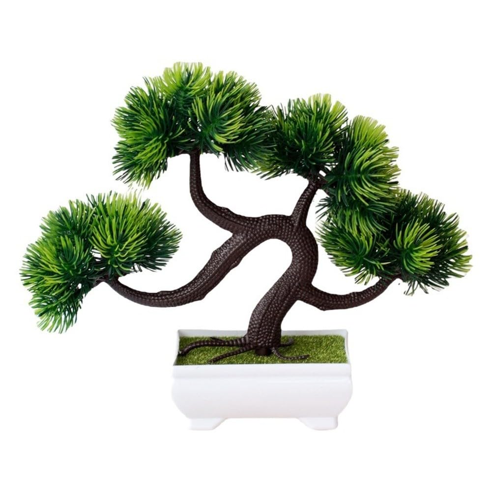 EasyByMall Pianta artificiale in vaso con muschio a quattro sfere, albero bonsai di seta realistico per decorazione domestica, scrivania da ufficio, oggetti di scena fotografici, disposizione di