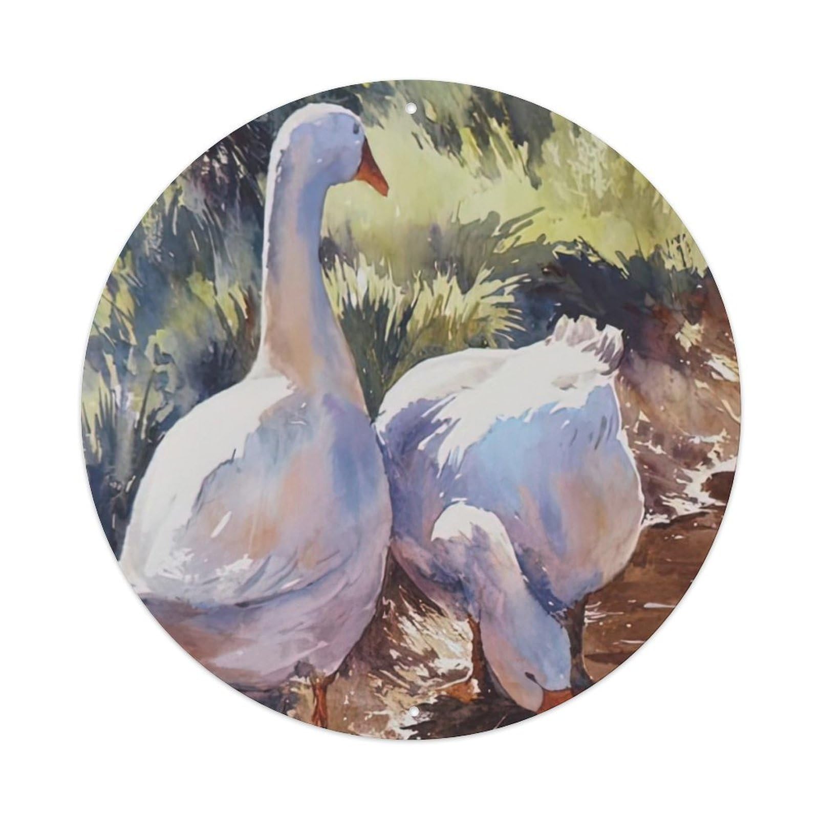 Goose Drinking Water Animal Artwork Vintage Metal Tin Sign Plaque Wall Decor for Cafe, Club Bar, Office, Garden Metal Poster 8x8Inch